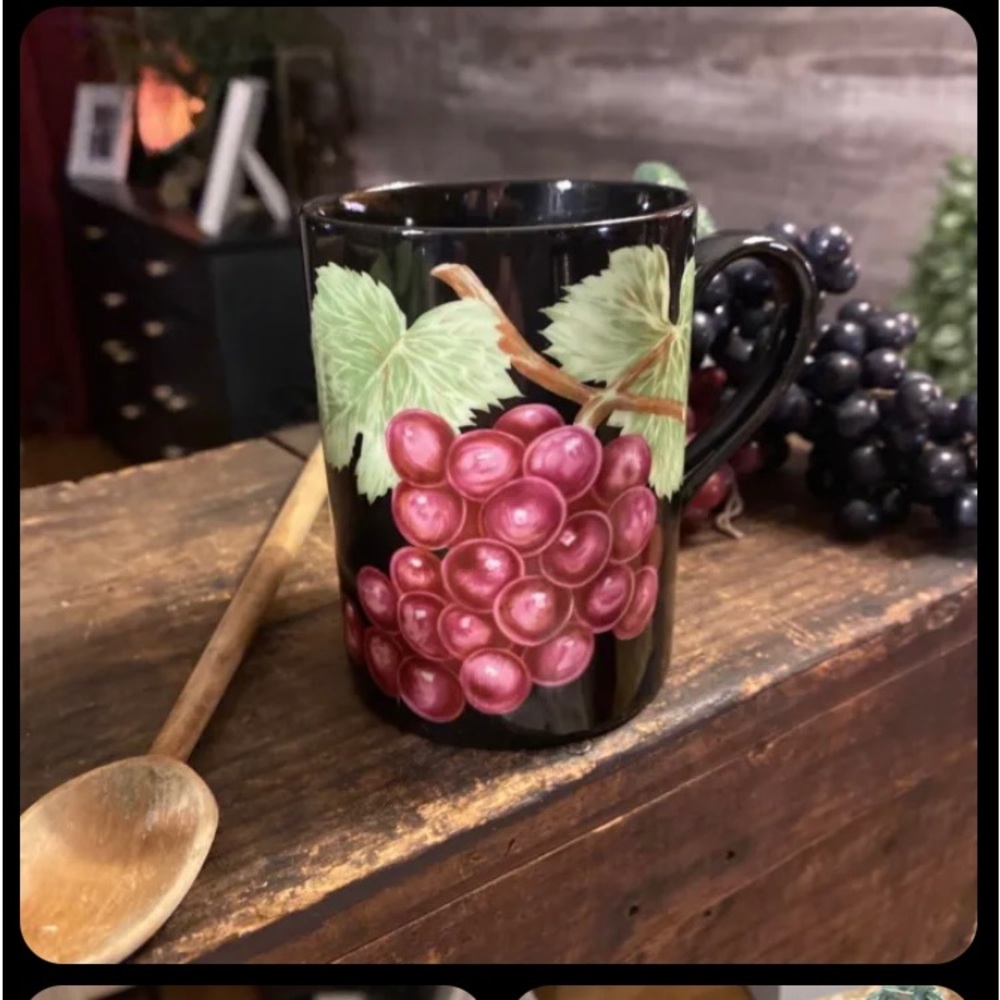 Fitz & Floyd FF Fruit Medley Purple Grapes Coffee Tea Mug Cup Fine Porcelain 409